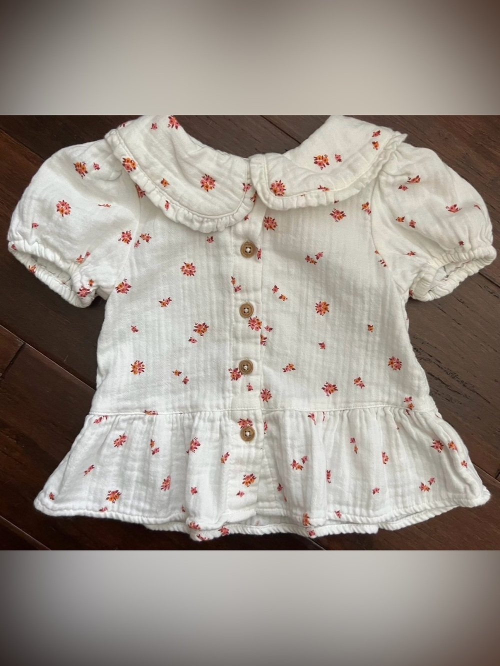 BUNDLE -2-Cat & Jack Cream Peplum Top, floral sage green & a plain sage green